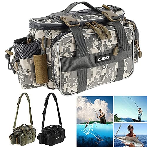 Heavy Duty Fishing Tackle Bag 1000D Oxford Waterproof Insulated Multi-Pockets Fishing Bags and Holdall Storage Bag Carryall for Outdoor Fly Carp Sea Fishing Accessoris Rod Lures Gear Bag (Camouflage) — view 2