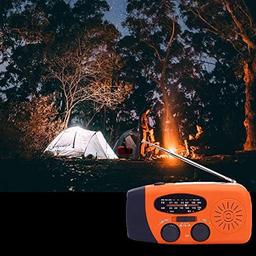 SOLARBABY Wind Up Solar Radio, Emergency Hand Crank Self Powered AM/FM Survival Solar Weather Radio with LED Flashlight,SOS Alarm,2000mAh Emergency Power Bank for Smart Phone (M-Orange) — view 5
