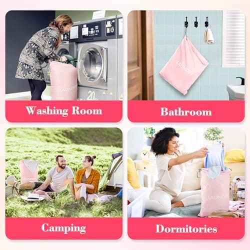 CANBOX Travel Laundry Bag, Nylon Wet Dry Storage Organizer, Zippered, Pink — view 6