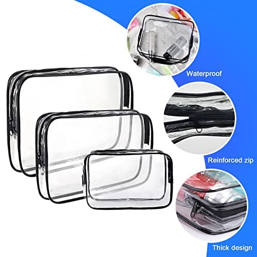 AWAVM Clear Travel Toiletries Bag 3 PCS Portable Waterproof Toiletry Bags for Women and Men Clear Makeup Bags PVC Cosmetic Bag Travel Accessories Wash Bag for Travelling and Holiday — view 4