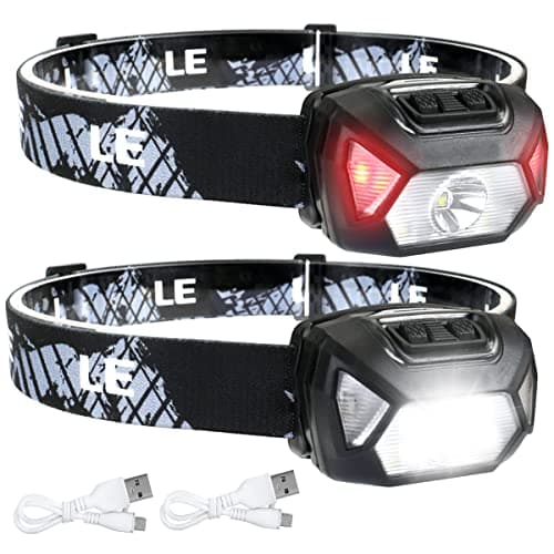 Lepro Head Torch Rechargeable, 2 Pack 2000L LED Headlamp 30Hrs Runtime