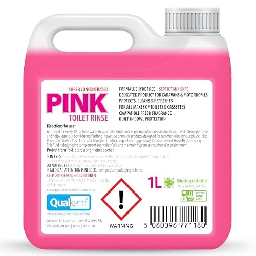 Pink Caravan & Motorhome Chemical Toilet Rinse 1L – 25 Treatments, Cassette — view 2