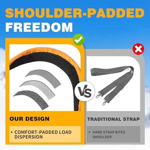 JaunniQir Ski Carrier Strap with Padded Shoulder 1Pcs Ski & Pole Carrier — view 3