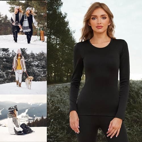 The Essentials Wardrobe 1PK Ladies TEW Long Sleeved Thermal Top - Black - 20-22 — view 6