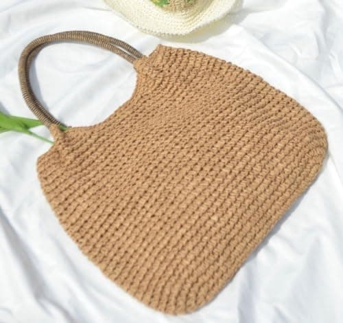 Hzxsny Lightweight Straw Bag for Women, Straw Beach Bag Tote Bag, Large Woven Tote Straw Bags, Summer Beach Rattan Handbag, Purple, One Size, Tote — view 3