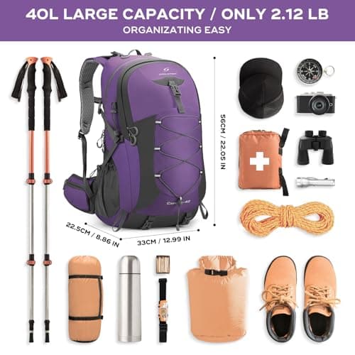 Maelstrom 40L Hiking Backpack, Lightweight Camping Daypack with Rain Cover — view 2