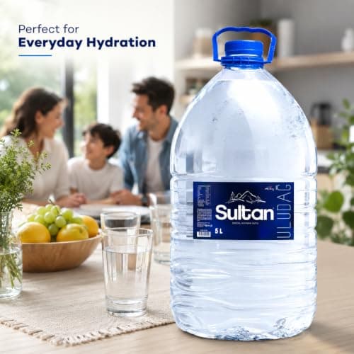 Sultan Natural Water 5L, Large Still Bottled Water, Natural Mineral Water Bottle with Carry Handle, Family Size Water Bottle, Ideal for Home, Office, Catering, Events, Travel — view 3