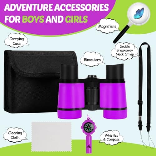 Binoculars for Kids, Kids Binoculars toys for 3 4 5 6 7 8 Years Boys and Girls, Set with Magnifying Glass & Compass - Birthday Gifts Outdoor Toy for Kid Ages 3-8 Toddler Camping — view 3