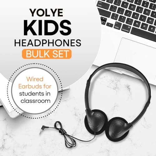 Yoley Kids Headphones Bulk 12 Pack for School Classroom,Wholeslae Wired Durable Earphones Class Set for Students Children Toddler Teens Boys Girls and Adult(FM101 Black) — view 2