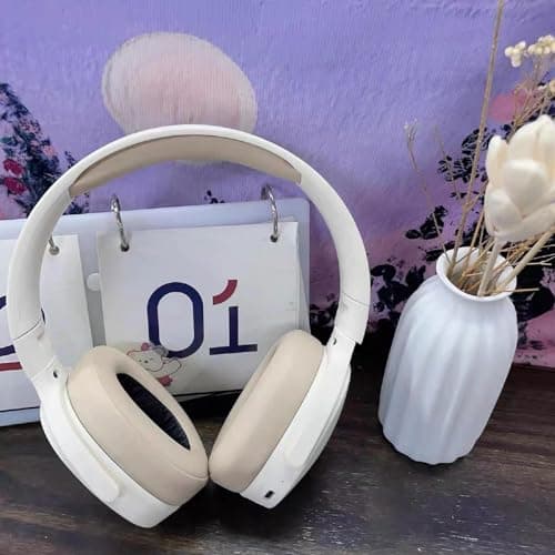 BSOMAM Wireless Bluetooth Headphones,HiFi Foldable Intelligent Noise Reduction Adjustable Wireless Headset with Microphone,Bluetooth-compatible 5.1 Stereo Over Ear Headphone for Sports Travel (Beige) — view 5