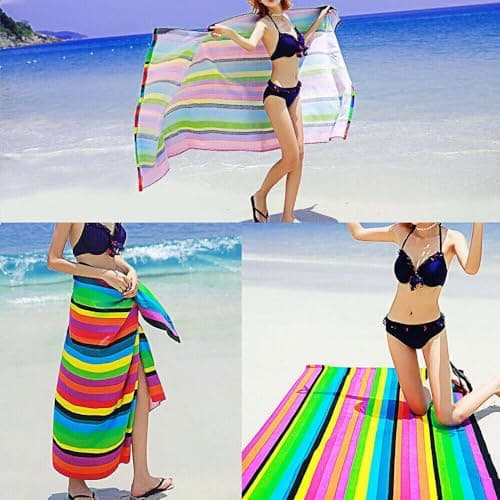 Yunzhou Striped Extra Large Microfibre Lightweight Beach Towel Quick Dry Towel for Adults, Travel Quick Dry Towels for Camping, Gym Towels — view 3
