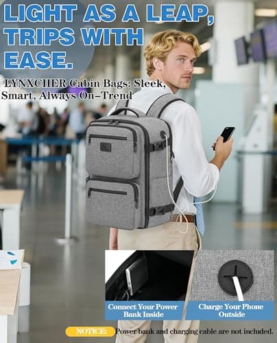 LYNXCHER Ryanair Cabin Bags 40x20x25 Travel Backpack Carry-ons Hand Luggage Bag Small Rucksack Underseat Cabin Size 20L Flight Laptop Bags(Gray, S) — view 6