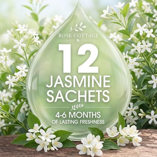 Large 12 Packs Jasmine Hanging Scented Sachets Long-Lasting Closet Deodorizer Air Freshener Fabric Refresher Odor Eliminator for Drawer Home Fragrance Gift Set — view 6