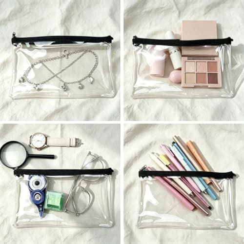 Clear Pencil Cases for Exams, 8 Pack Plastic Pencil Case with Smooth Zipper — view 3