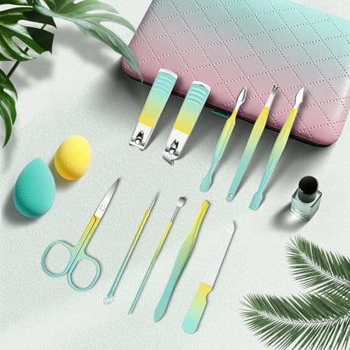 UNUSVERUM Manicure Set 10PCS Professional Nail Care Kit, Stainless Steel Pedicure Care Tools with Travel Case, Nail Clipper Set Gift for Women Wife Parents — view 5