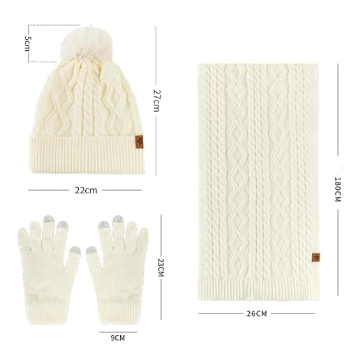 MAZELIKEHOOD Hat Scarf Gloves Set for Women 3Pcs Ladies Winter Warm Knitted Beanie Hat Scarf Neck Warmer Gloves 3 in 1 Cold Weather Set — view 5