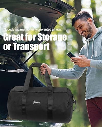 FIREDOG Smell Proof Duffle Bag, Large Smell Proof Bag for Travel Storage, Classic Black, with Lock — view 3