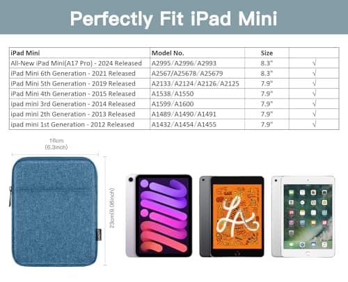 TiMOVO 8-9 Inch Tablet Sleeve with Pockets, Blue — view 2