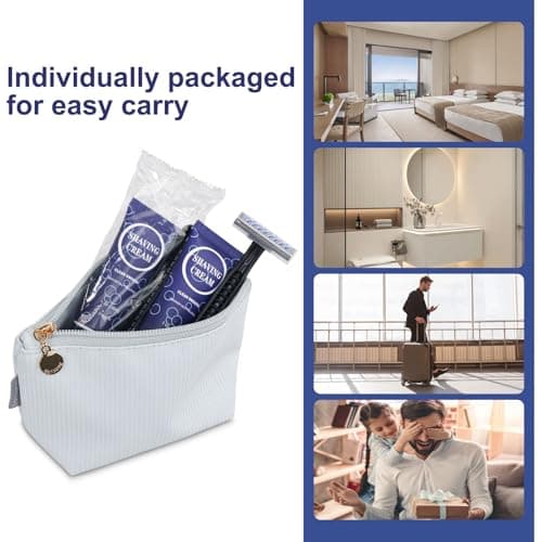 Disposable Shaving Razor Set, Individually Wrapped Manual Twin Blade Razors in Bulk Smooth Shaving Razors with Mini Shaving Cream Toiletries for Hotel Charity Camping Travel Homeless 30ml (30 Pack) — view 6