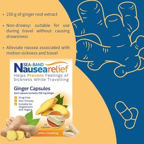 Sea-Band Travel & Motion Sickness Ginger Capsules, 20 Capsules — view 4