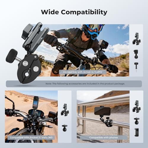 K&F CONCEPT Bike Motorcycle Handlebar Mount with 360° Swivel Dual Ball Head — view 2