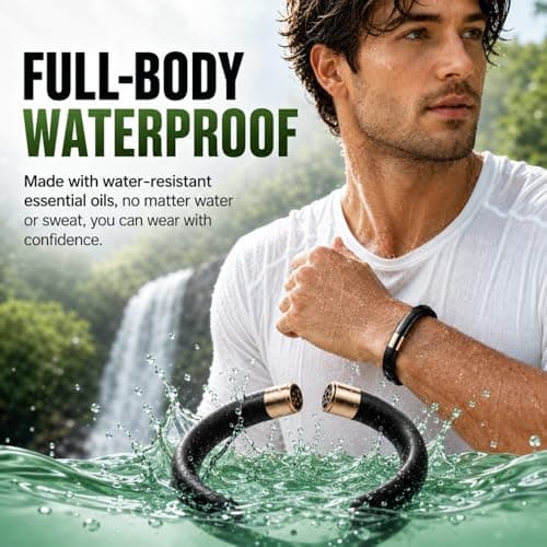 Natural Mosquito Repellent Bracelet with 6 Pcs Essential Oil Refills - DEET-Free Waterproof Insect Repellent Bands for Kids & Adults - Long-Lasting Bug Protection for Travel & Camping, Black — view 5