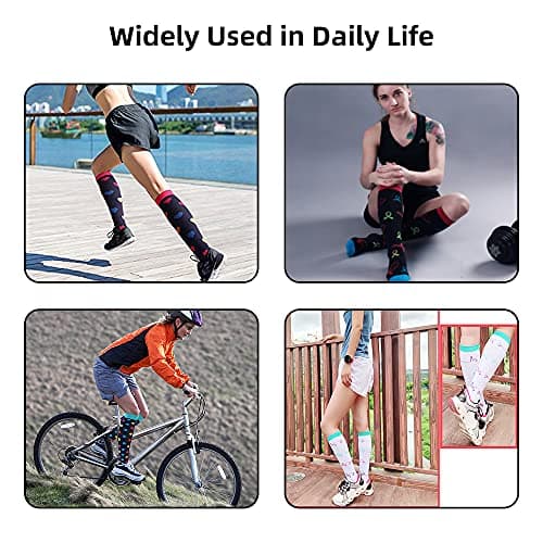 Compression Socks for Women and Men, 7 Pairs Medical Compression Stockings 15-20 mmHg Colorful Support Socks for Athletic, Varicose Veins, Running, Cycling, Hiking, Flight, Travel, Nursing, Pregnancy — view 5