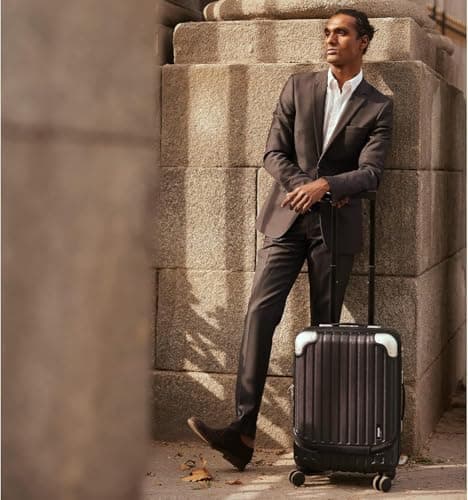 LEVEL8 Lightweight Hard Case Shell ABS+PC Luggage with 4 Spinner Wheels and TSA Lock, 20 Inch Hand Luggage Cabin Suitcase Hardcase Suitcase and Trolley, 55CM, Zwart, 37x24x55.5CM, 36L, Zwart, — view 2