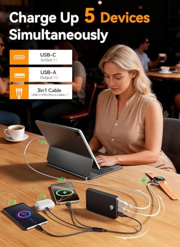 Power Bank Fast Charging 27000mAh, USB-C Portable Charger with 3-in-1 Cable — view 5