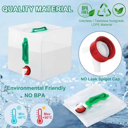 20L Collapsible Water Container with Tap – Large Capacity Foldable Portable Water Carrier for Camping Water Containers, Outdoor Hiking, BBQ, Picnic, Lightweight Water Carrier Camping Water Bottle — view 5