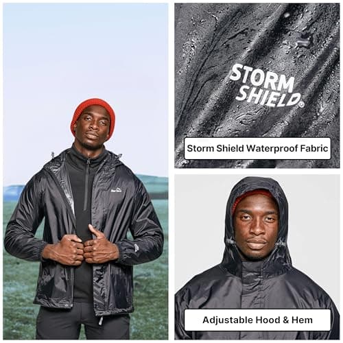 Peter Storm Men's Packable Waterproof Jacket with 2 Zipped Hand Pockets and Adjustable Hood, Pac A Mac, Rain Coat, Cagoule (UK, Alpha, M, Regular, Regular, Black) — view 4