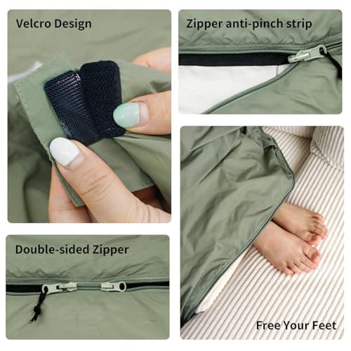 NewDoar Ultralight Backpacking Sleeping Bag 50-70°F, 1.5lbs, Waterproof & Machine Washable, 2-Way Zipper for teens,Couples,Women,Men Compact for Hiking/Camping (M/L Sizes) — view 4