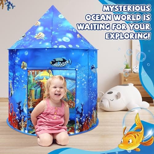 Ocean World Play Tent - Under the Sea Adventure Pop-Up Tent for Kids, Indoor Playhouse for Boys & Girls — view 3