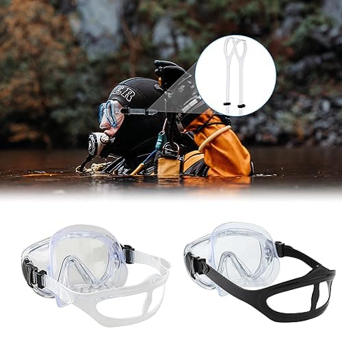 2pcs Universal Silicone Diving Mask Strap - Black and Transparent Replacement for Swimming and Snorkeling — view 6