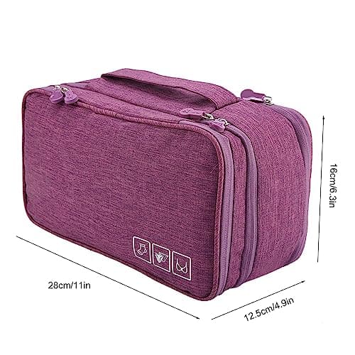 HEEPDD Storage Bag Portable Travel Storage Organizer, Polyester, Large Capacity for Bra, Underwear, Socks, 28x16x12.5cm, Black Grey Purple Navy Supplies (Purple) — view 6