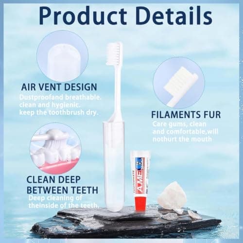 10-Pack,Travel Toothbrush Set,Foldable Mini for Toothbrush Travel, Soft — view 3