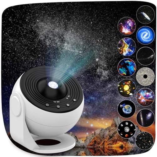 YunLone Galaxy Projector, 13 in 1 Home Planetarium Star Light Projector for Bedroom 360° Rotating Nebula Projector Lamp Starry Sky Night Light (White/White)