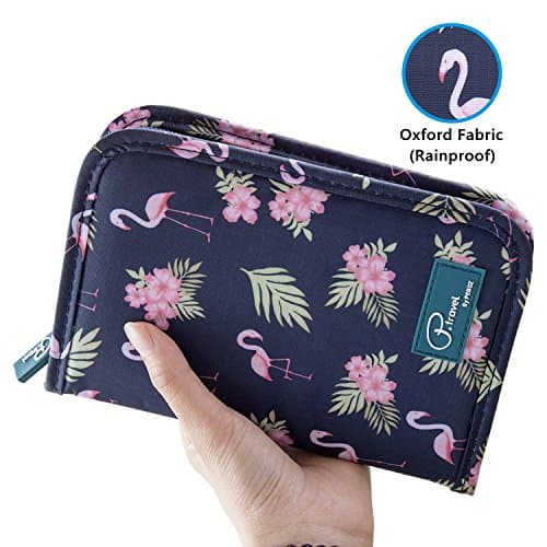 ManKn Family Passport Holder Document Organizer, Waterproof Flamingo Print Travel Wallet Purse Ticket Credit ID Card Cash Pouch Holiday Money Bag for Men Women — view 3