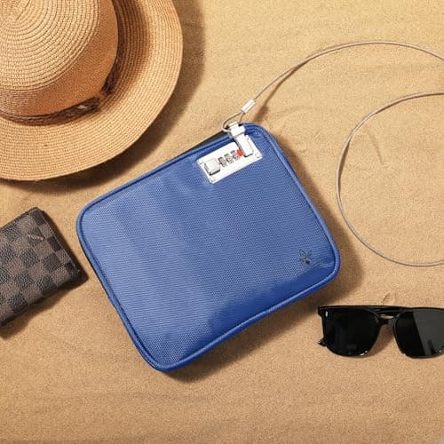 KOSMCCO Anti-Theft Locking Beach Bag, 9x7.5-inch Portable Beach Safe for Securing Your Valuables and Phone – Blue — view 2