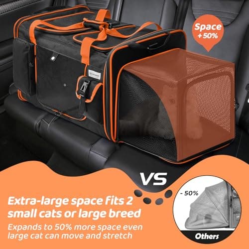 Odoland Extra Large Cat Carriers for 2 Cats Expandable — view 2