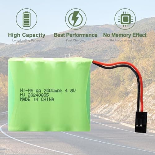 MXJFYY 2PCS NiMH RC Battery Pack 4.8V 2400mAh with Hitec Connectors, Battery Compatible with Futaba RC Airplane Controller RC Aircrafts, RC Helicopter Receiver, Futaba, JR, and More Models — view 4