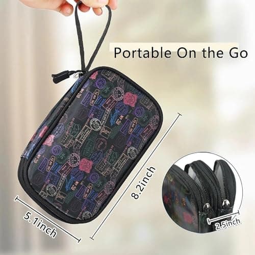 COSHAYSOO Unique Useful Travel Birthday Gifts for Women Travelers, Electronics Cord Cable Organizer Bag Case Tech Pouch Traveling Vacation Cruise Airplane Gadgets Essentials Organization, Vintage — view 2