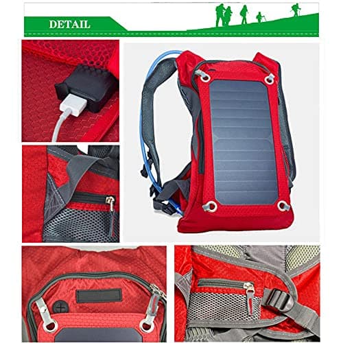 GQYYS Solar Backpack, Solar Powered 1.8 Liter Hydration Backpack / 7 Watt Solar Panel, Solar Powered Pack for Hiking Biking Running Walking Climbing Outdoor Travel — view 5