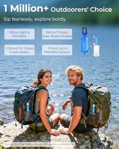 Waterdrop Water Filter Straw for Camping with Gravity Water Bag, Blue — view 2