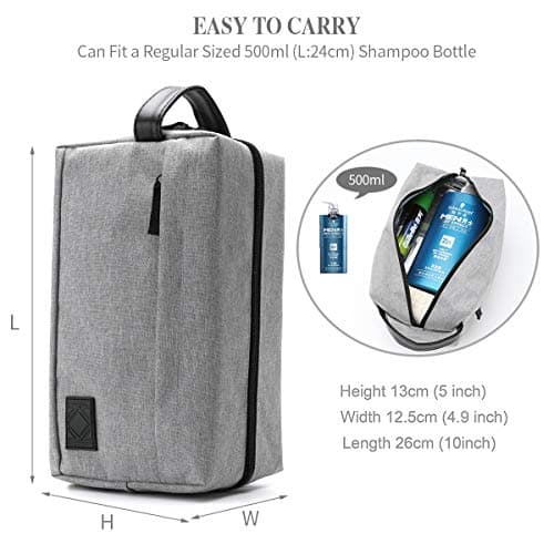 KK Water - Resistant Hanging Toiletry Travel Bag – Spacious Grey Gym, Shaving, Make Up Bag for Men & Women — view 5