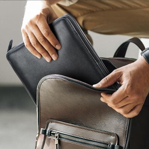 Polare Napa Leather Travel Cable Organizer Case Electronics Accessories Carry Bag with YKK Zippers Tech Storage Bag for Cables, Power Bank, USB, SD Card, Travel Essentials(Black) — view 5