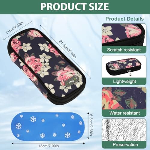 Fefod Insulin Cooler Travel Case, Medicine Cool Bag Travel with 2 Ice Packs, Medicine Refrigerated Travel Box, Diabetic Supplies Insulin Pen Case, Easy to Carry Refrigerated Box (Black) — view 2