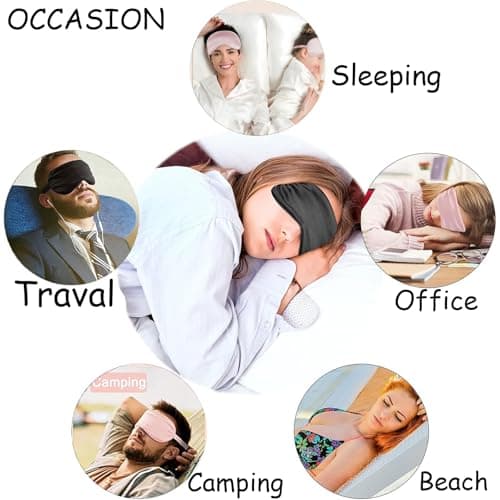 JK Home Plain Satin Sleep Eye Mask Set with Scrunchie Earplugs Storage Bag — view 6