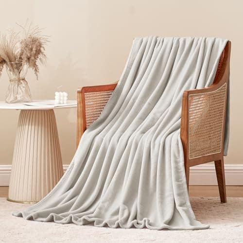 Aisbo Beige Throws Blanket for Sofas - Single Fluffy Blanket Bed Throw Fleece, Warm Soft Flannel Blanket for Couch, 130x150cm — view 2