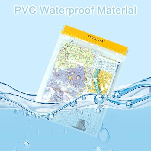 YUMQUA Clear Waterproof Bags Large Size 3 Pack Set, Watertight Pouch Holder for Document Map Camera Mobile Phone Tablet, fits Kayaking Boating Hiking Beach Water Sports, Yellow — view 2